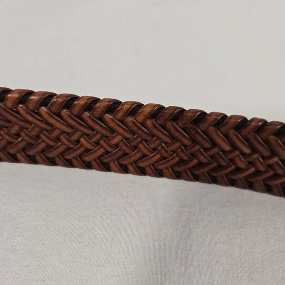 VINTAGE Hipster Western Genuine BROWN Leather Bonded Lacing BELT Men's Size 34. - Picture 13 of 17